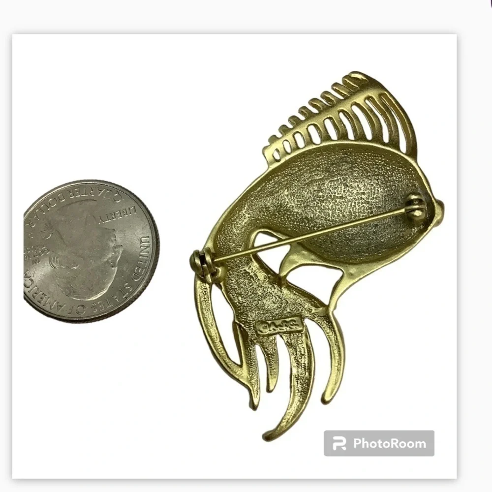 AJC Large Gold Tone designer brooch
